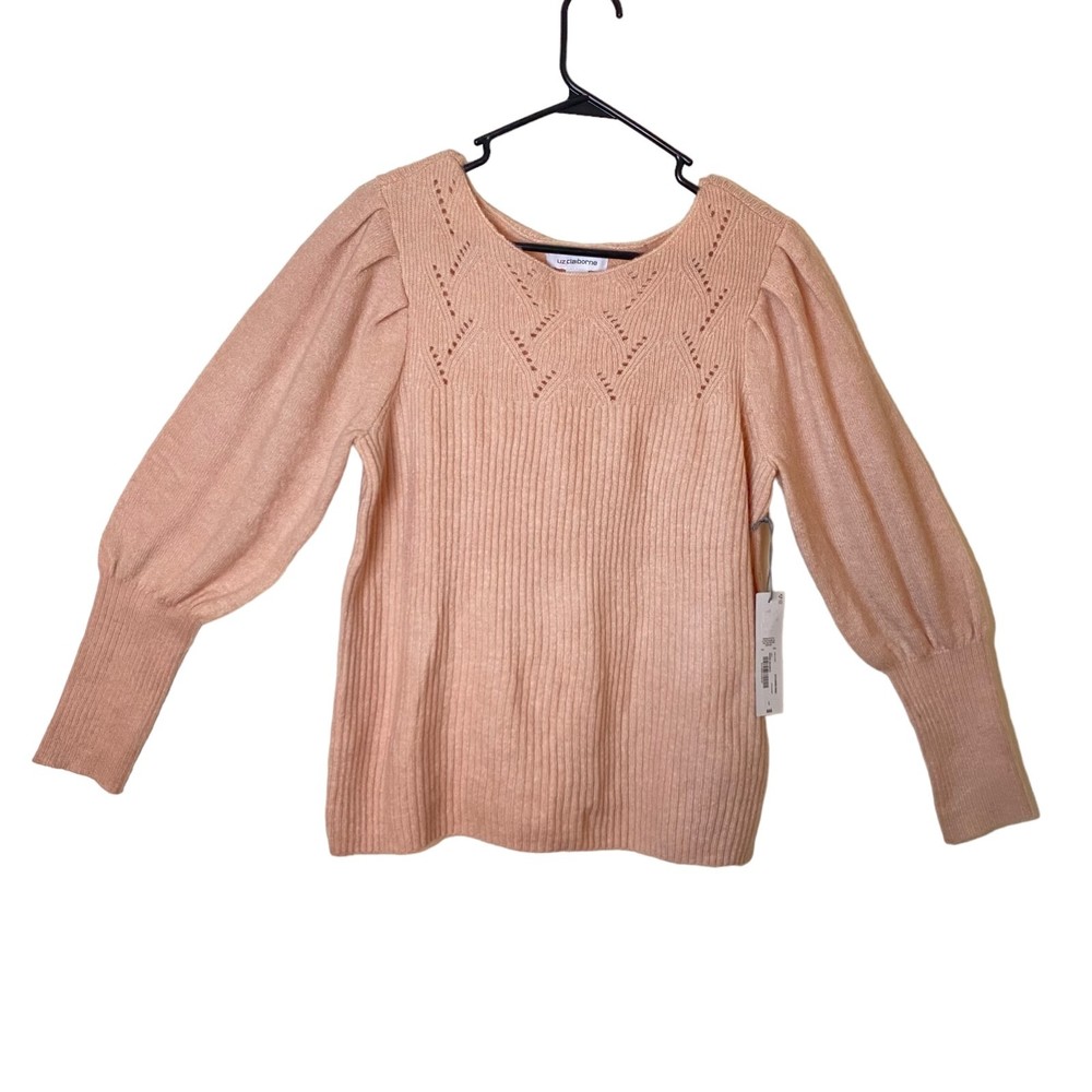 LIZ CLAIBORNE ROSE QUARTZ WOMEN'S LONG SLEEVE PULLOVER  SWEATER BOAT NECK SIZE L